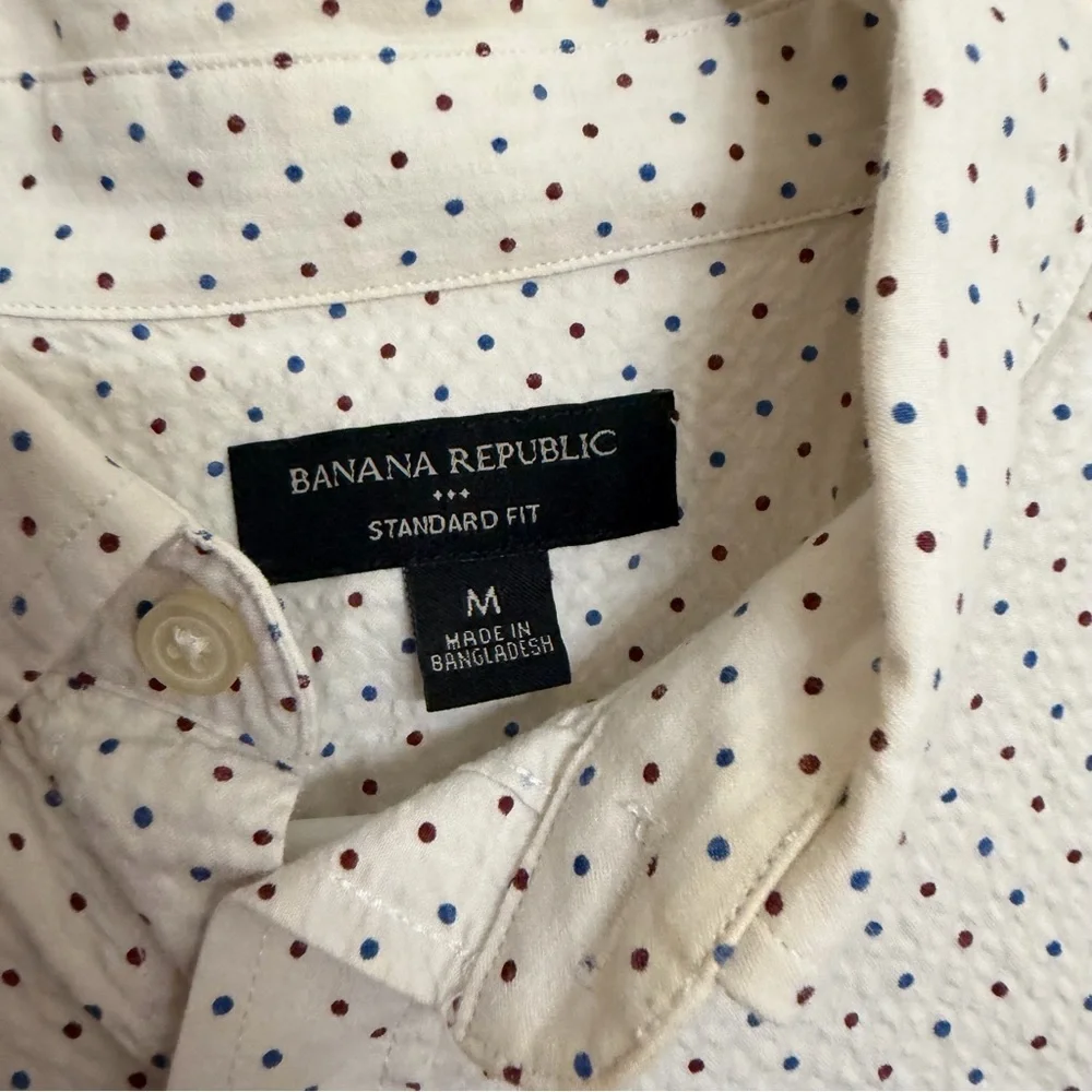 Banana Republic White and Black Polka Dot Shirt